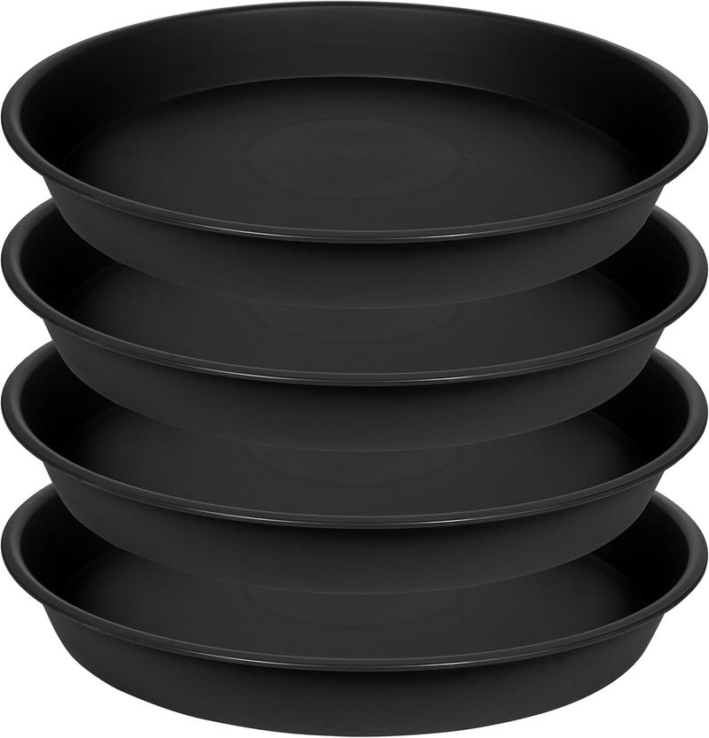 Angde 4 Pack of 16 inch Plant Saucer, Plant Saucer 16 Inch Round, Plant Drip Trays for Pots, Plant Drip Tray, Flower Plant Pot Saucers, Pot Saucer 16", Plant Saucers for Indoors (16", Black) - Image 1